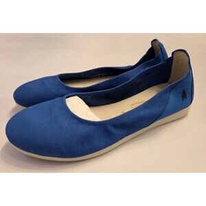 FLY London Blue Leather Cupido Flats Womens 39 US 8-8.5 Slip On Comfort Shoes
